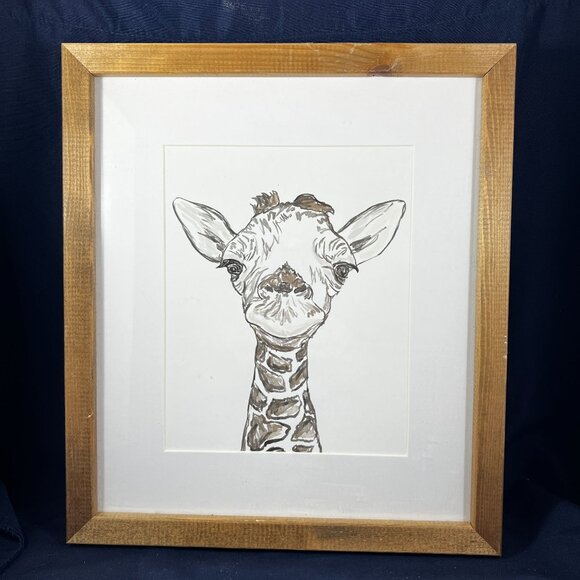 Set Of 3 Framed Animal Prints - Giraffe Alpaca & Elephant - Hobby Lobby - Wooden - Picture 4 of 4